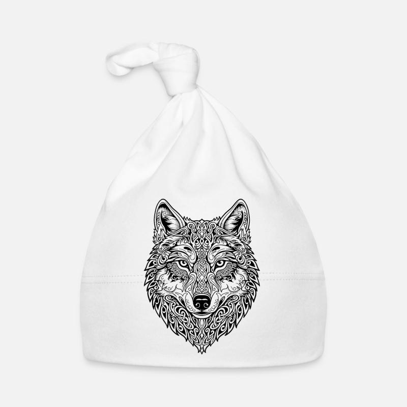 Keltischer Wolfskopf Baby Bio-Mütze