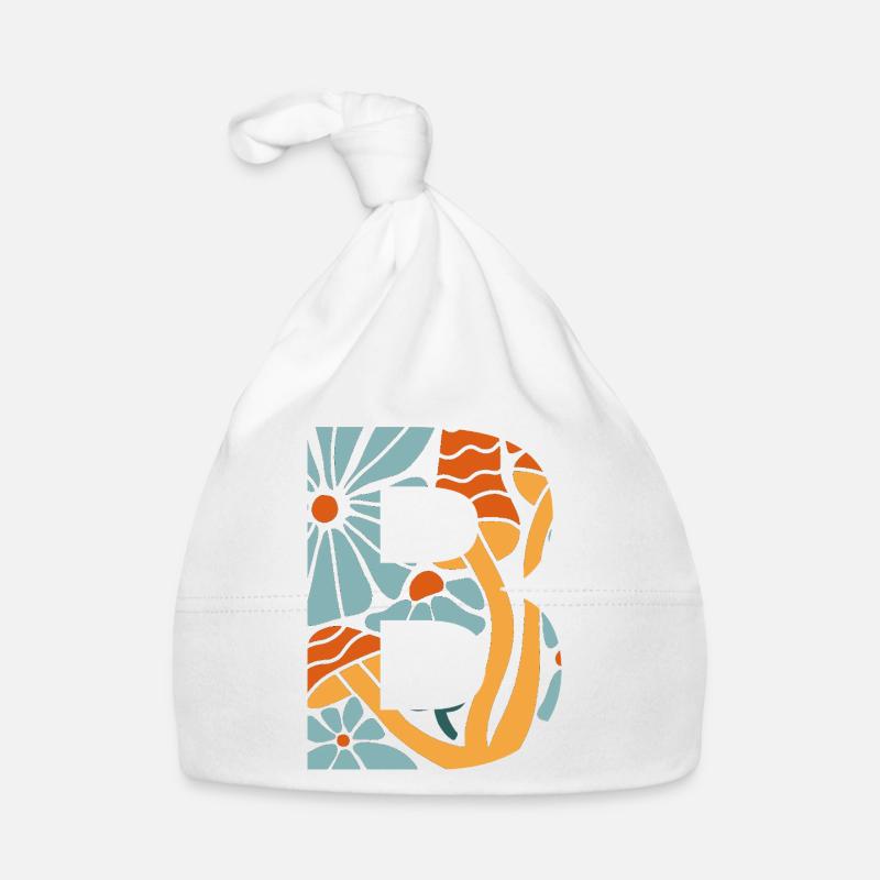 Lettre b fleurs groovy idée cadeau  Bonnet bio Bébé