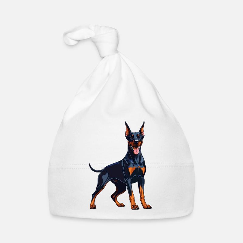 Starker Dobermann – Ausdrucksstarkes Dobie Design Baby Bio-Mütze