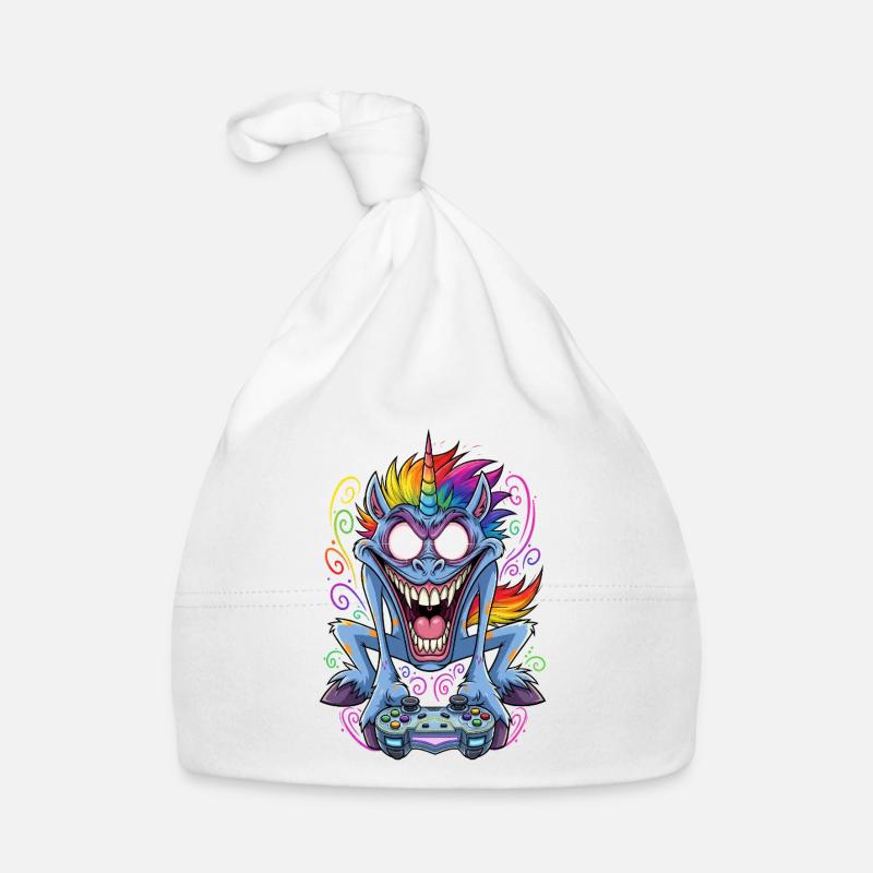 Crazy Gaming Unicorn with Controller Gamer Organic Baby Cap