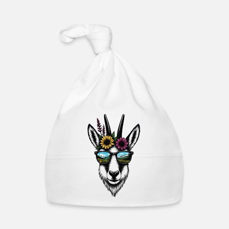 Gams Illustration Mountains Summer Organic Baby Cap