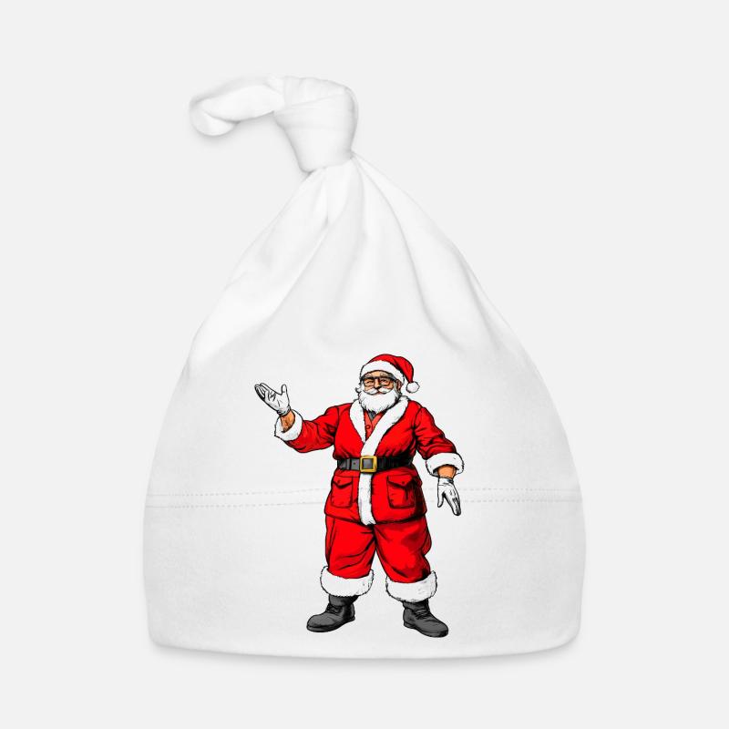 Noël du Père Noël / Père Noël - Bonnet bio Bébé - blanc