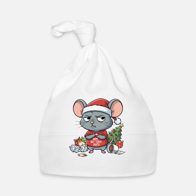 Souris de Noël sinistre avec une expression drôle Bonnet bio Bébé