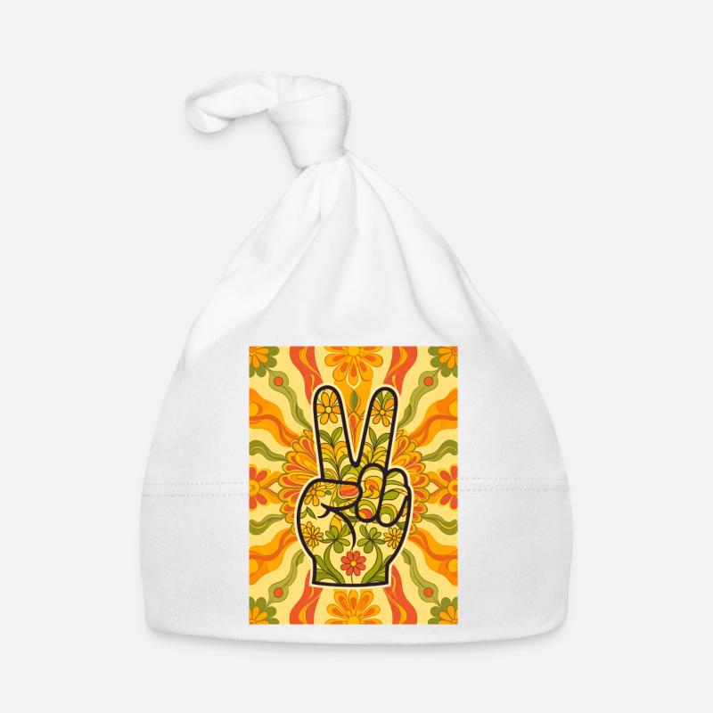 Friedenshand-Geste voller Blumen Baby Bio-Mütze
