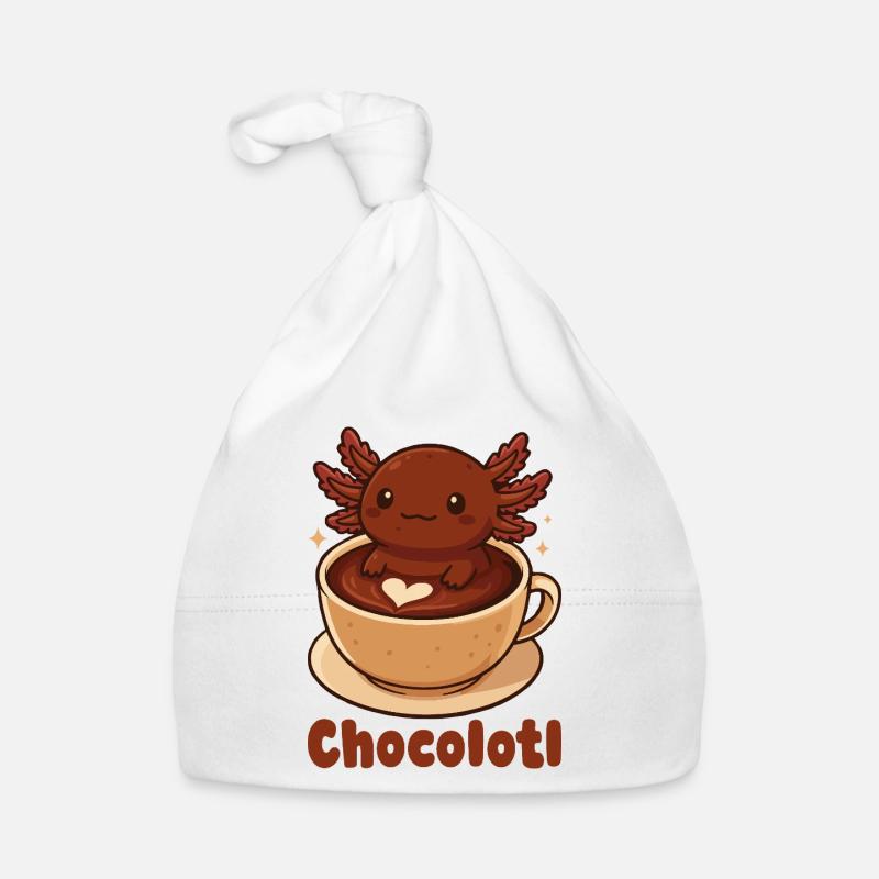 Chocolotl doux axolotl en jeu de mots avec hot Bonnet bio Bébé