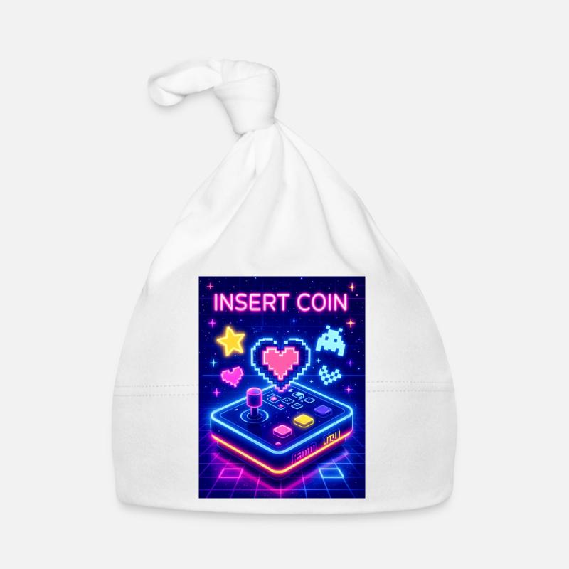 Insert Coin Arcade Love – Rétro 80s Gaming Bonnet bio Bébé