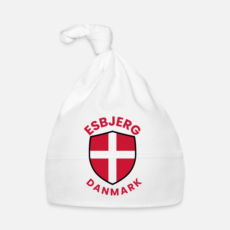 Bouclier du Danemark d’Esbjerg avec drapeau danois Bonnet bio Bébé