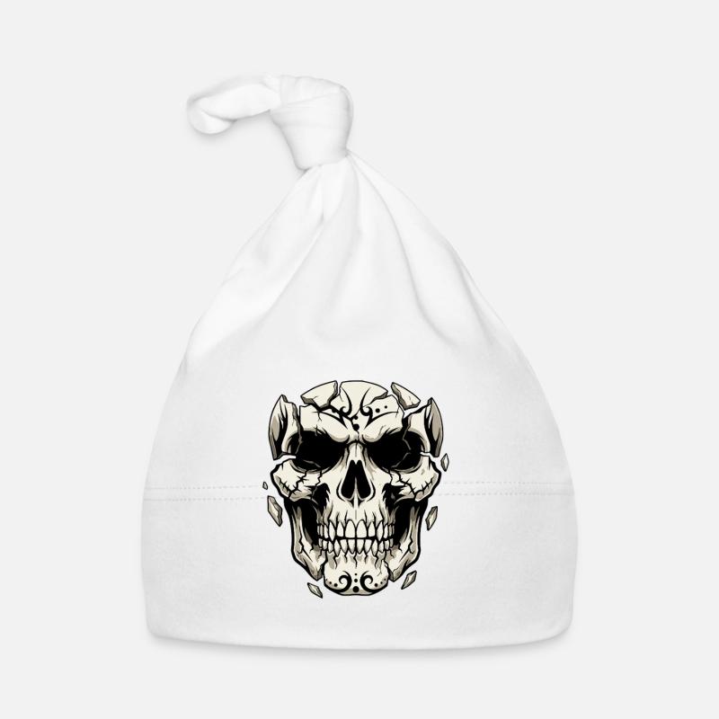 Splintering Skull – Gothic Graphics - Organic Baby Cap - white