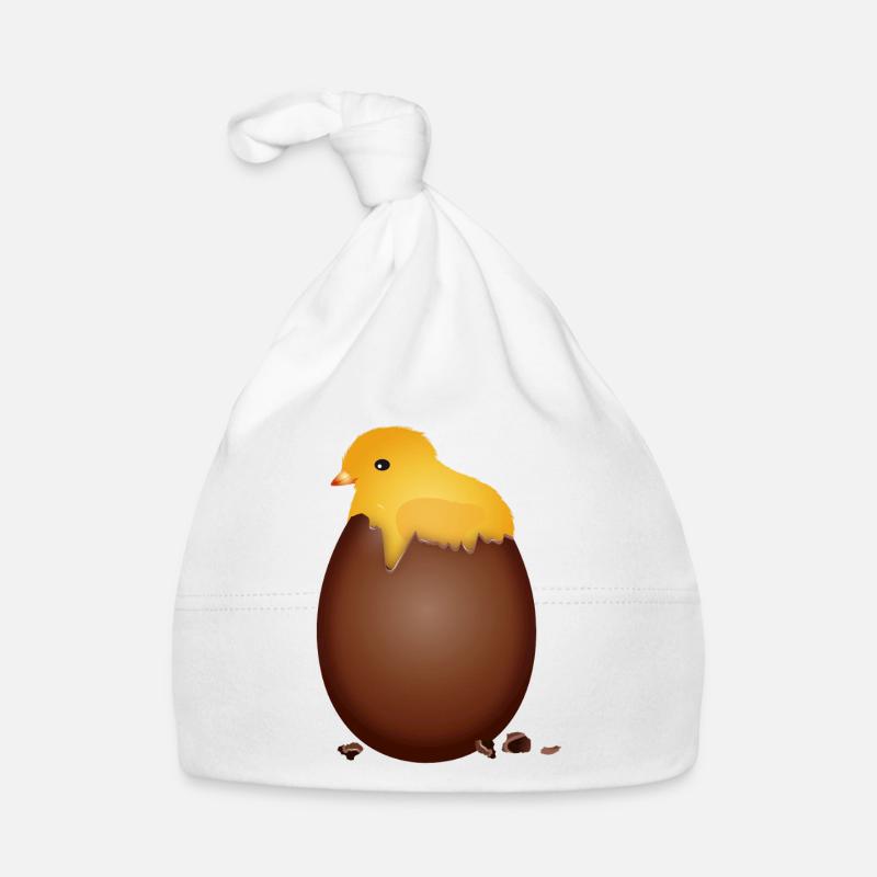 Chocolate Easter Egg with Cute Chick Organic Baby Cap