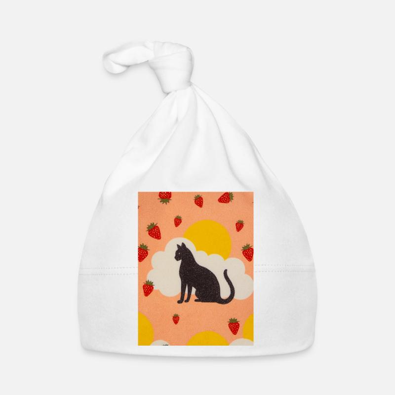 Silhouette einer Wolkenkatze in der Erdbeersonne Baby Bio-Mütze