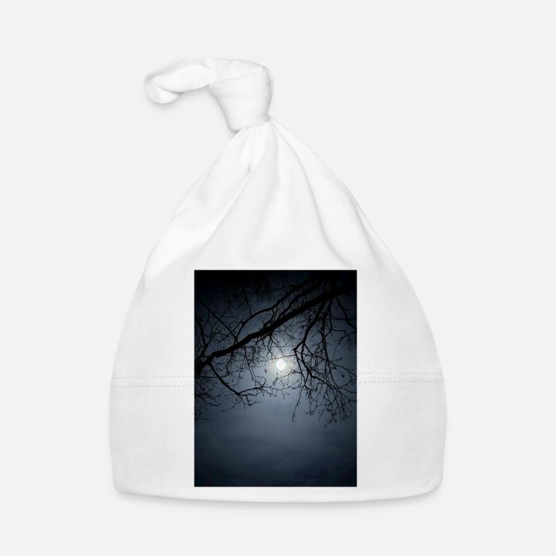 Moonlight silhouette with branches Organic Baby Cap