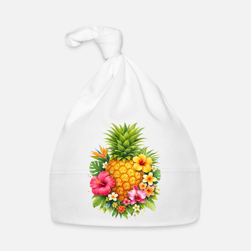 Ananas tropical avec des fleurs Bonnet bio Bébé
