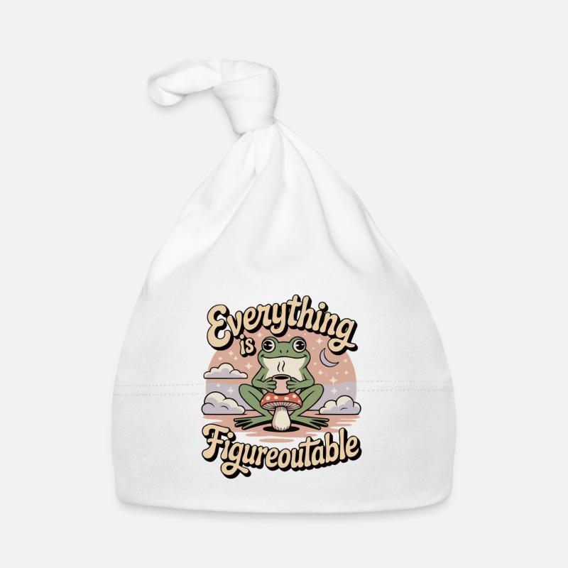 Everything is Figureoutable Frog - Organic Baby Cap - white