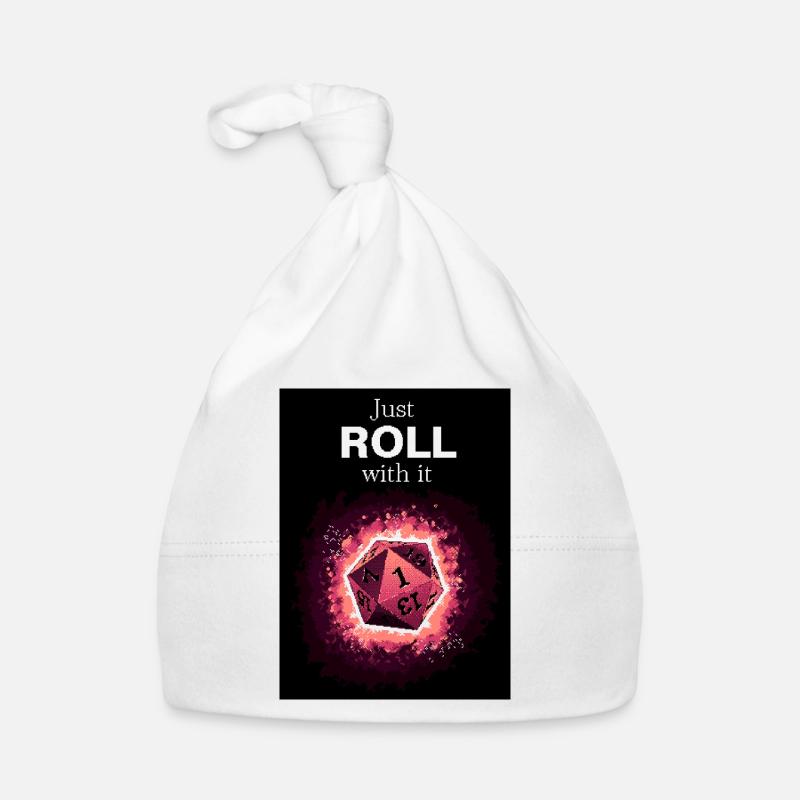 Just Roll With It Retro D20 Magenta Dice Organic Baby Cap