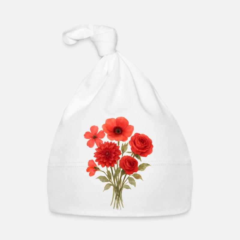 Imprimé de bouquet rouge Bonnet bio Bébé