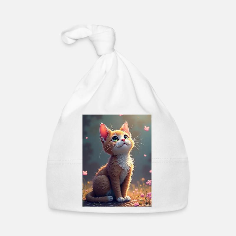chaton_mignon - Bonnet bio Bébé - blanc