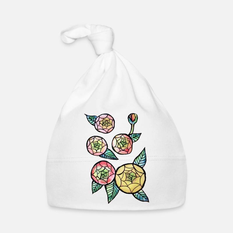 Trio Fleur en Vitrail Bonnet bio Bébé
