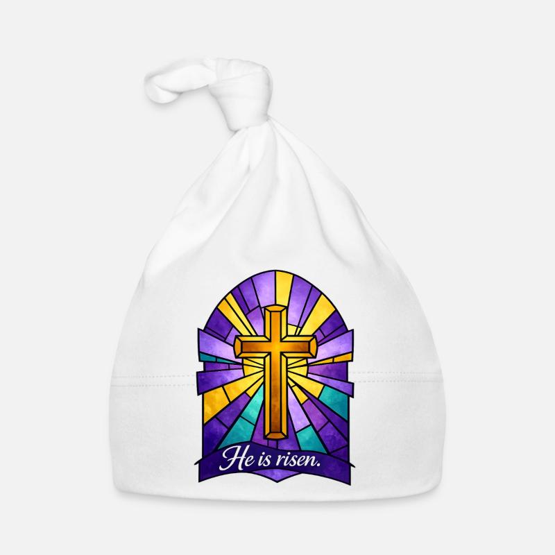 He is Risen Kreuz Ostern Baby Bio-Mütze