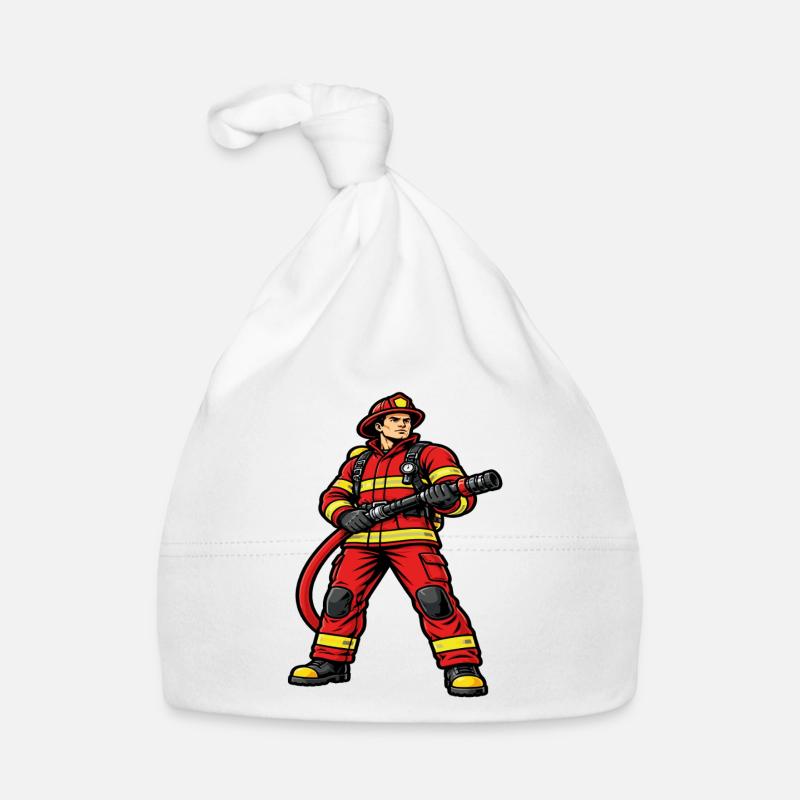Firefighter in action dynamic red outfit Organic Baby Cap