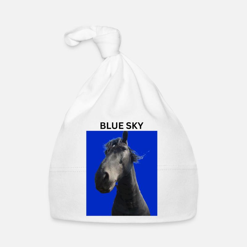 Ciel bleu et cheval Bonnet bio Bébé