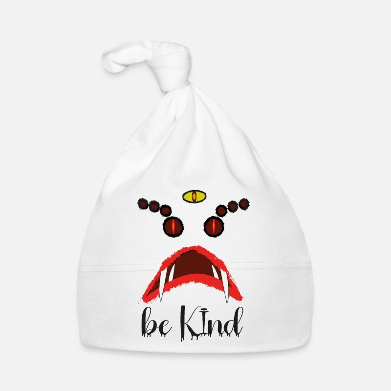 Be Kind – Creepy Red Eyes Horror Design - Bonnet bio Bébé - blanc