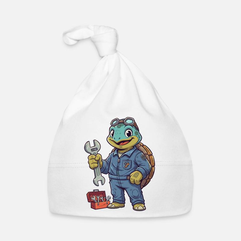 Turtle Mechanic Hero Organic Baby Cap