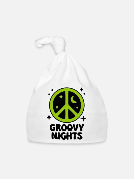 Groovy Peace Zeichen Logo - Baby Bio-Mütze - Weiß - Vorne