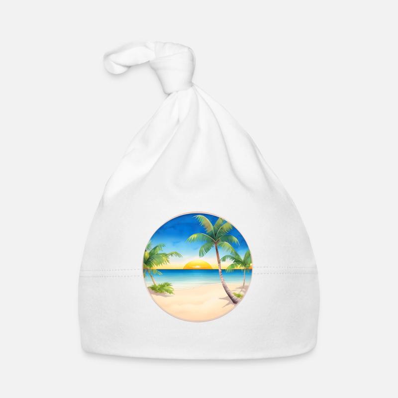 Paysage de plage vintage Bonnet bio Bébé