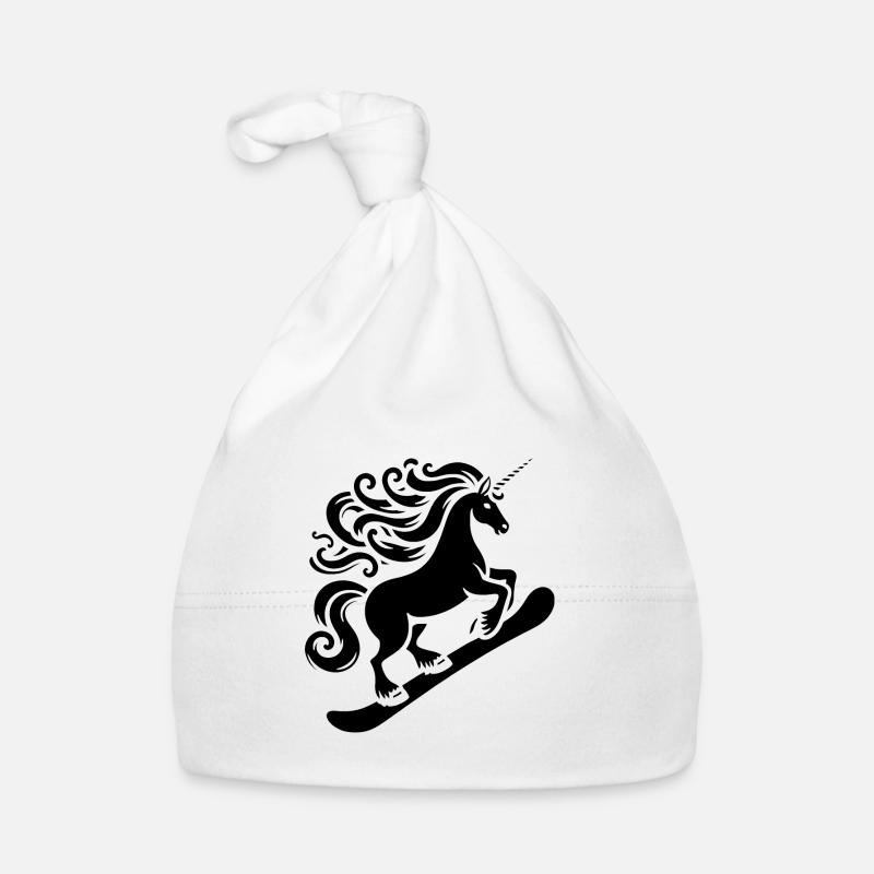 Minimalist Design: Unicorn Snowboarder Organic Baby Cap