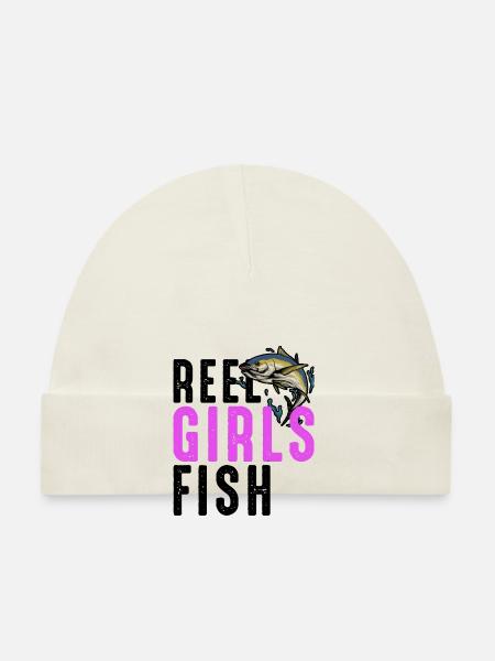 Reel Girls Fish Femelle Femmes Pêche au thon Rétro - Bonnet bio Bébé - blanc - Devant