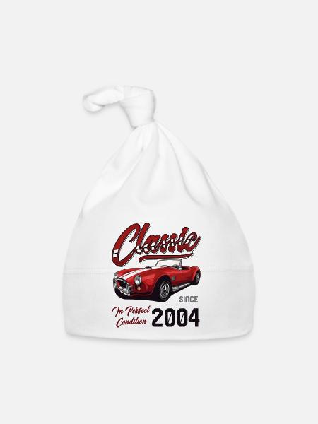 Je ne suis pas vieux Je suis une voiture classique vintage née en 2004 - Bonnet bio Bébé - blanc - Devant