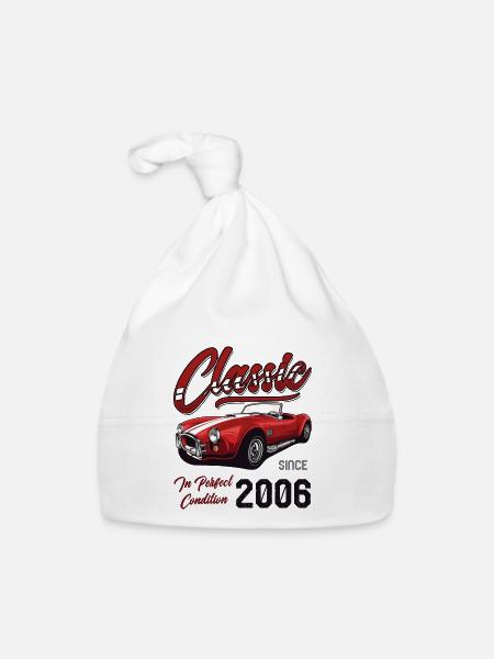 Je ne suis pas vieux Je suis une voiture classique vintage née en 2006 - Bonnet bio Bébé - blanc - Devant