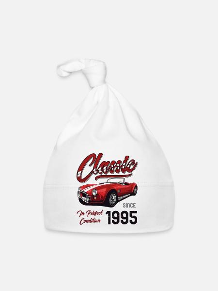 Je ne suis pas vieux Je suis une voiture classique vintage née en 1995 - Bonnet bio Bébé - blanc - Devant