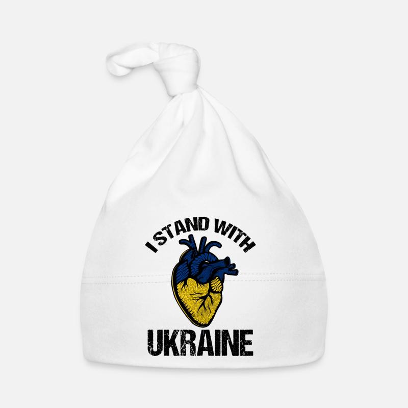 Je soutiens le drapeau ukrainien Bonnet bio Bébé