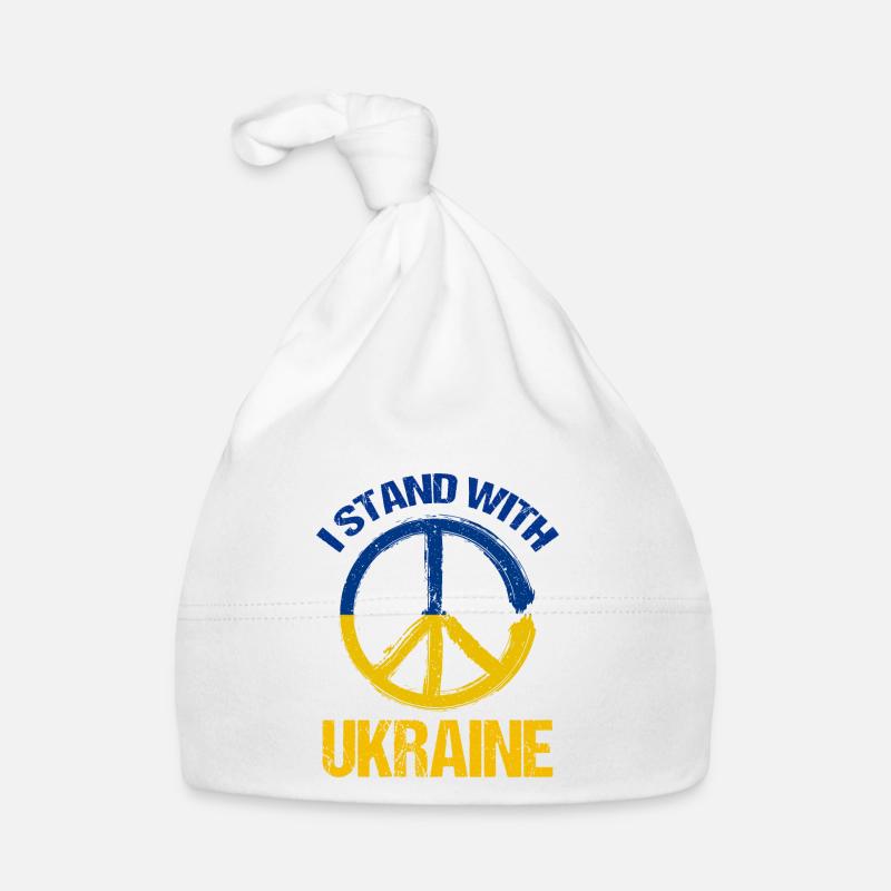 Ich stehe an der Seite der Ukraine Friedenssymbol Ukrainisch Baby Bio-Mütze