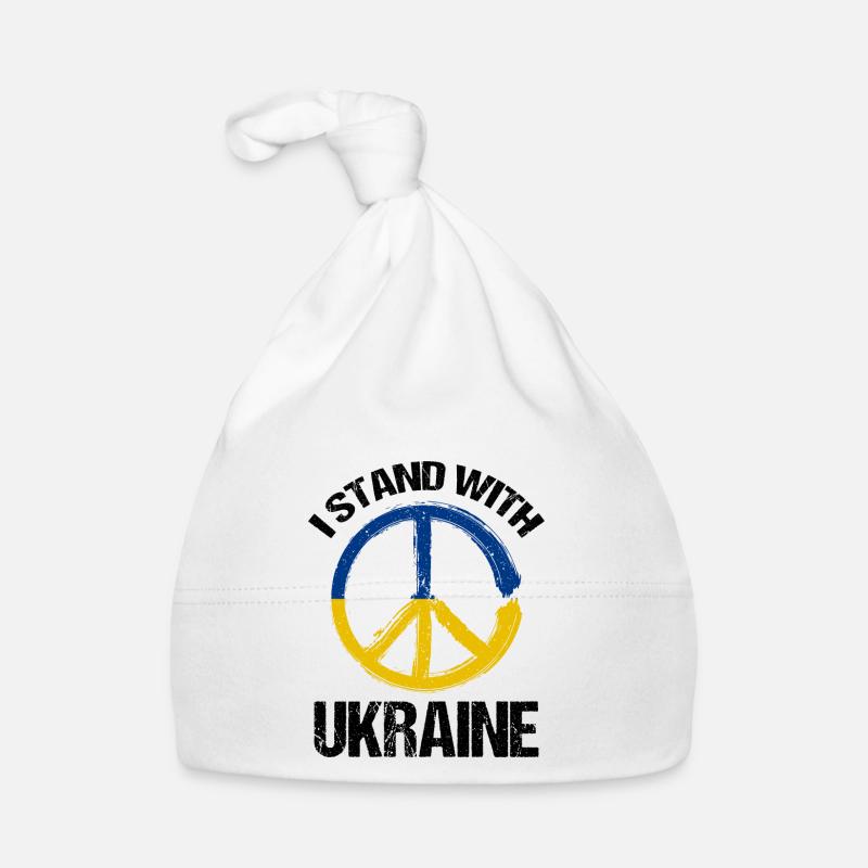 Ich stehe an der Seite der Ukraine Friedenssymbol Ukrainisch Baby Bio-Mütze