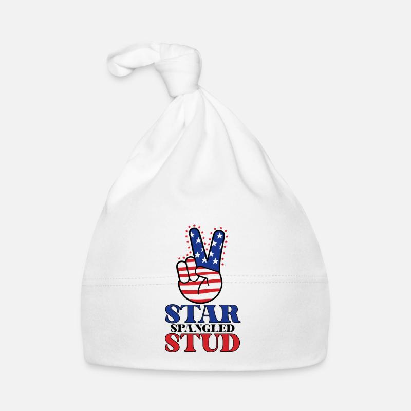 Star Spangled Stud Signe de paix Drapeau des États-Unis Bonnet bio Bébé