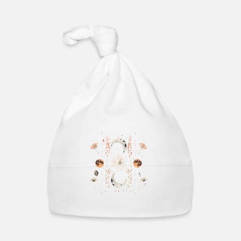 Phases de lune et fleurs mystiques Bonnet bio Bébé