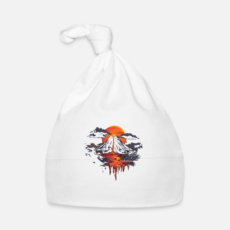 Paysage volcanique avec coucher de soleil spectaculaire - Bonnet bio Bébé - blanc