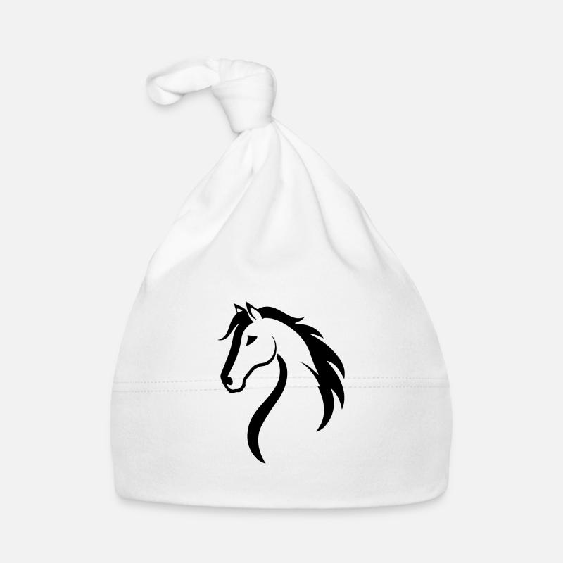 Cheval Chevaux Équitation Cavalier - Bonnet bio Bébé - blanc