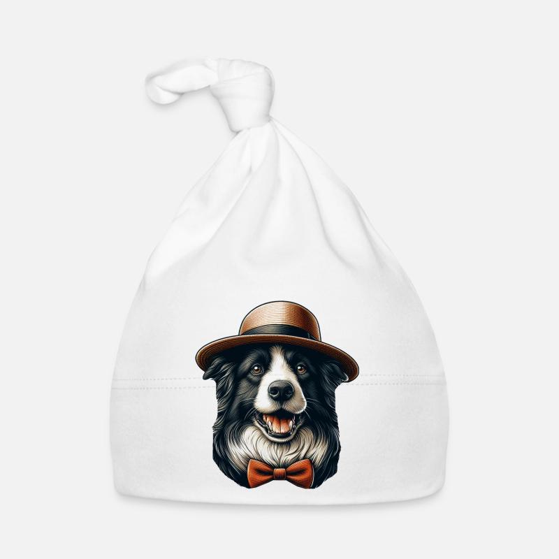 Border Collie Drawing Organic Baby Cap