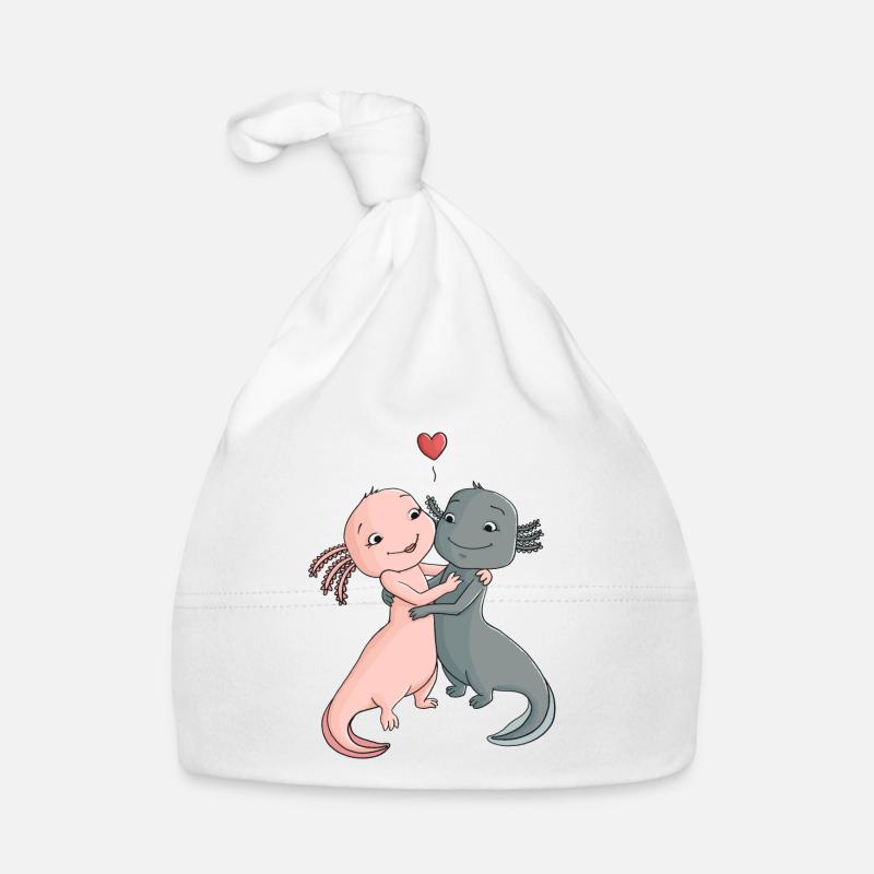 Amour Axolotl - Bonnet bio Bébé - blanc