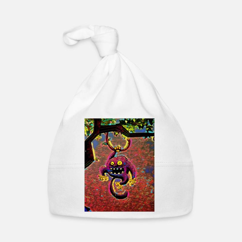 Purple monkey in a tree Organic Baby Cap