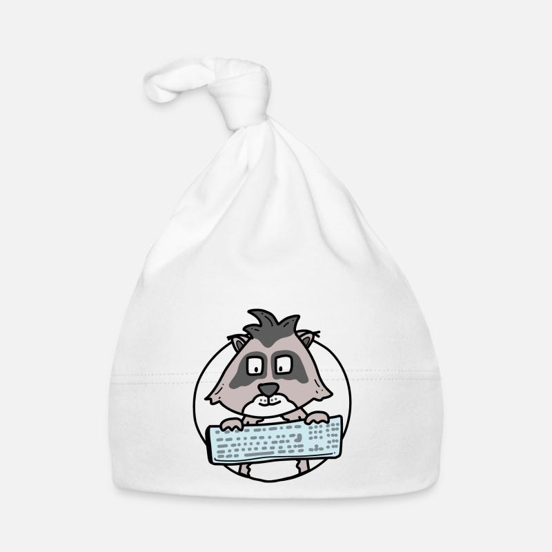 Raccoon with keyboard / office / computer nerd Organic Baby Cap