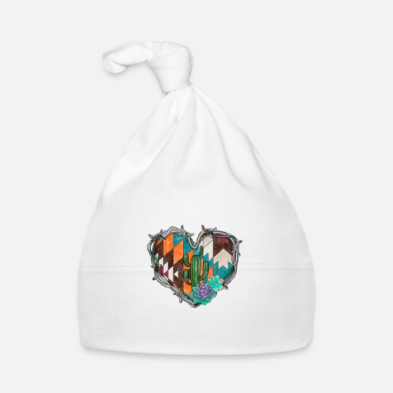Aztec with Succulent Barbed Wire Organic Baby Cap