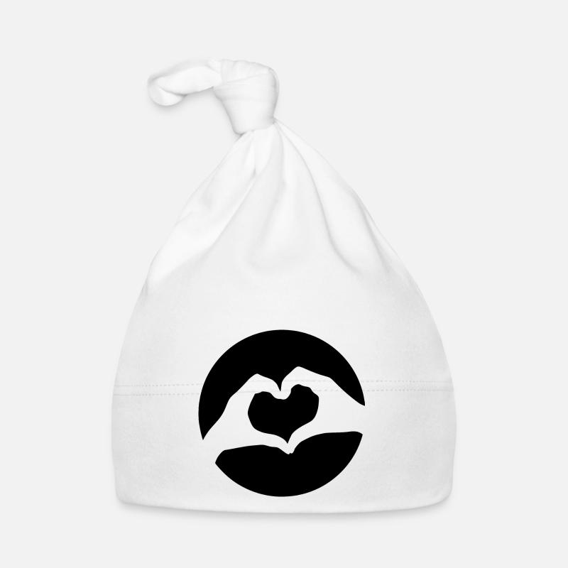 Cœur avec mains Main cœur <3 - Bonnet bio Bébé - blanc