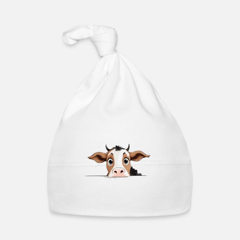 vache jeter un coup d’œil mignon adorable drôle animal dessin animé Bonnet bio Bébé