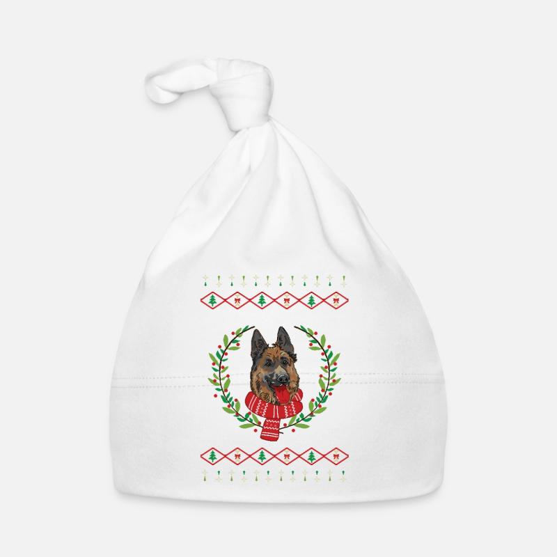 German Shepherd Christmas Sweater Gift Organic Baby Cap