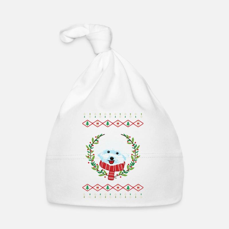 Pull de Noël laid Bichon Frisé Bonnet bio Bébé