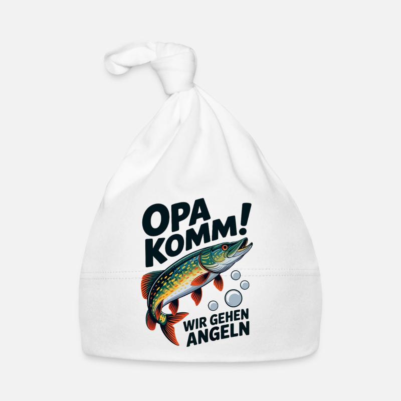 Opa komm wir gehen Angeln - springender Hecht Baby Bio-Mütze